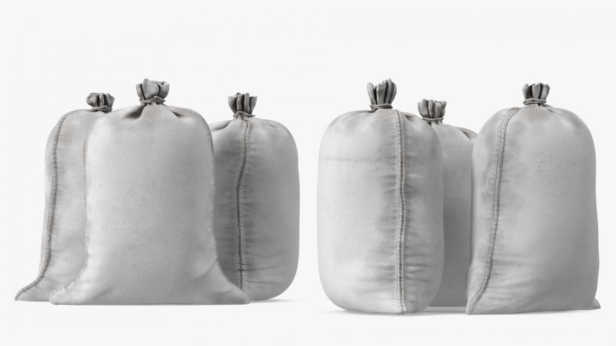 White Polypropylene Sandbags Dirty 3D model