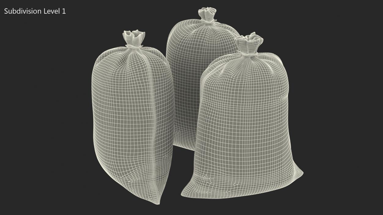 White Polypropylene Sandbags Dirty 3D model