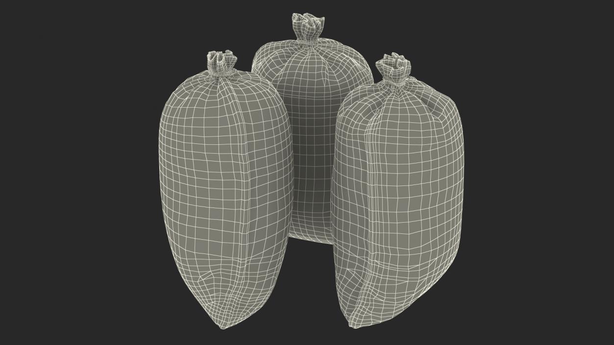 White Polypropylene Sandbags Dirty 3D model