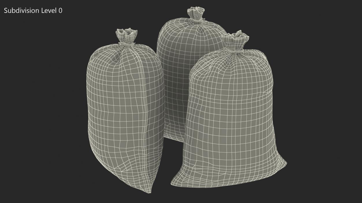 White Polypropylene Sandbags Dirty 3D model