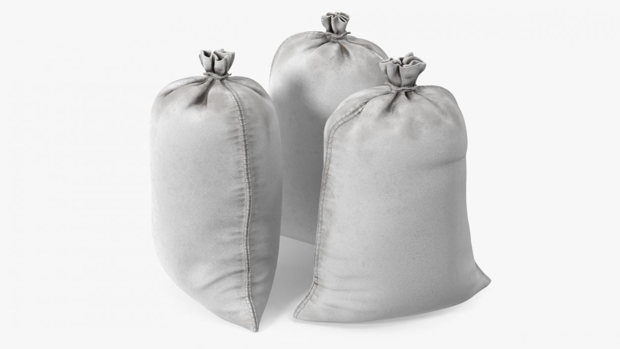 White Polypropylene Sandbags Dirty 3D model