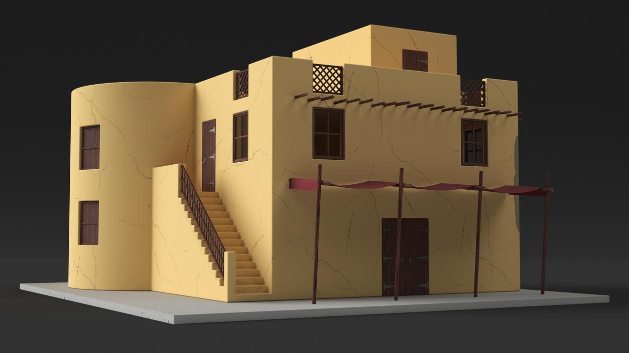 Cartoon Arab House with Circular Construction 2 3D