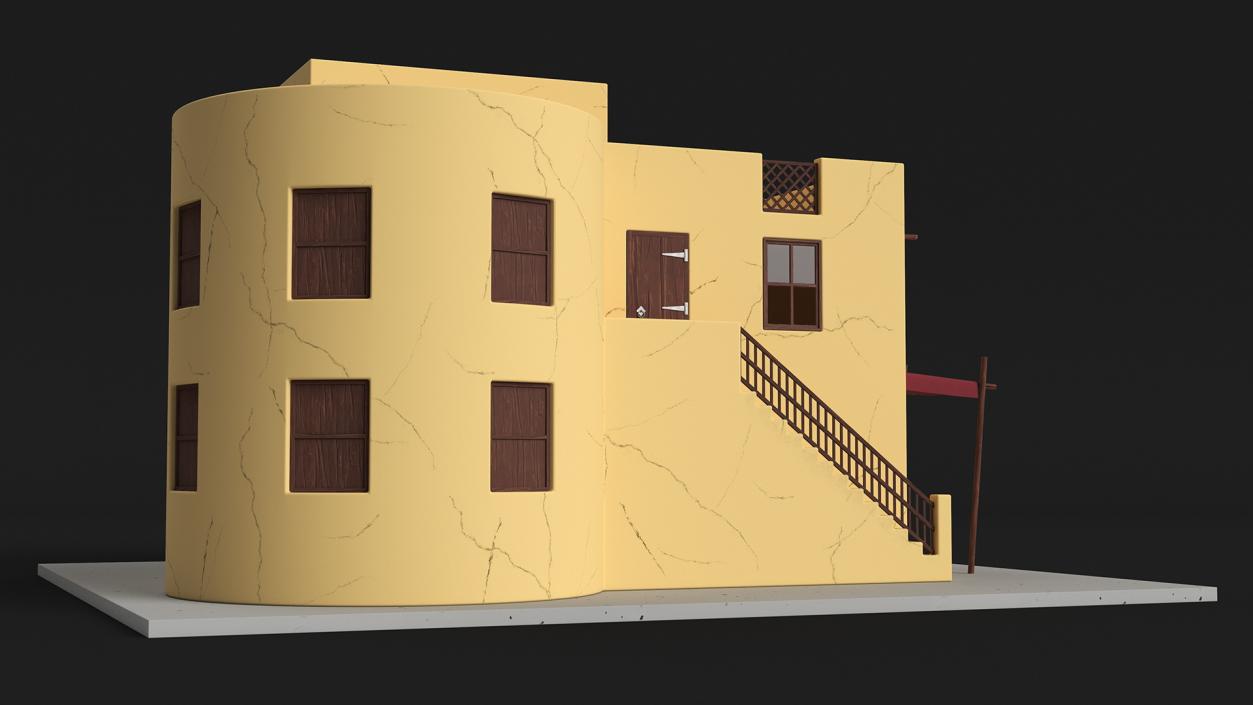 Cartoon Arab House with Circular Construction 2 3D