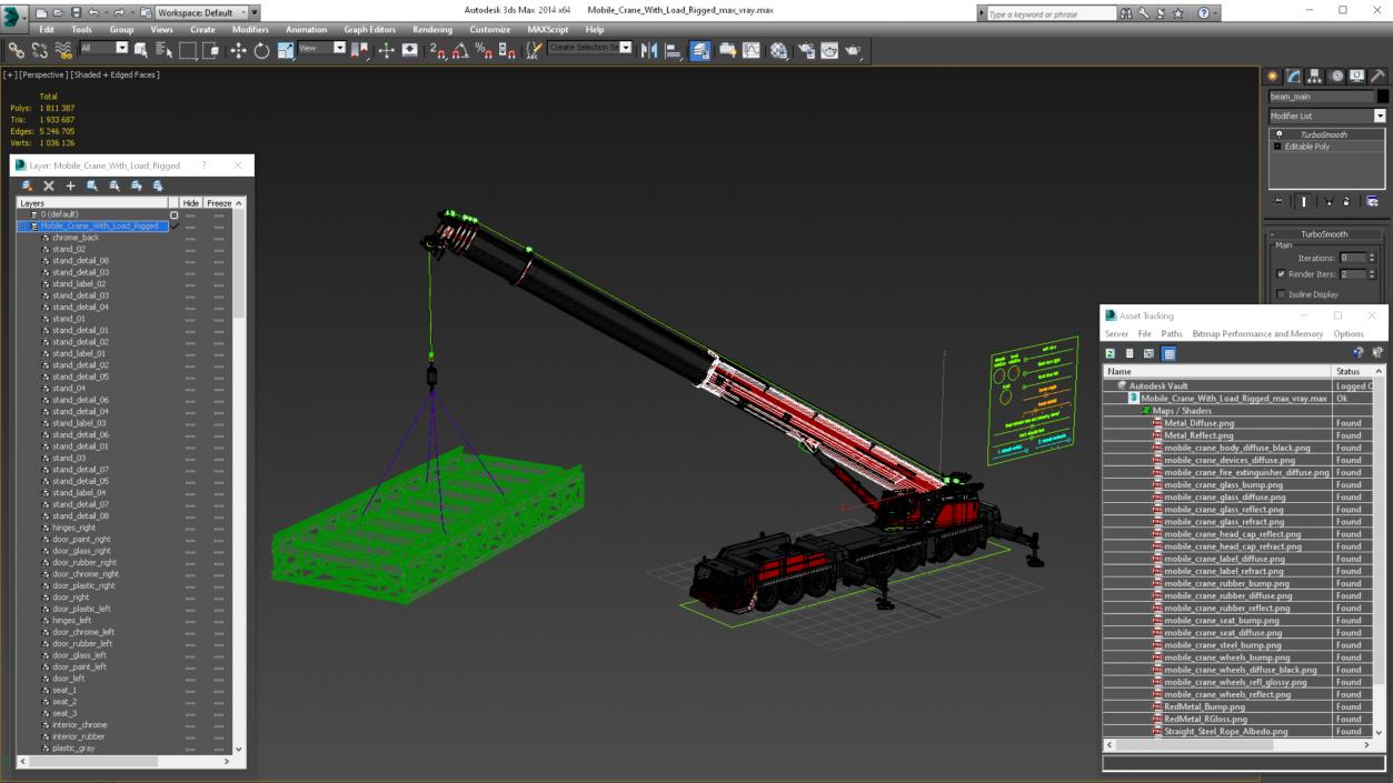 Mobile Crane Generic With Load Rigged 3D