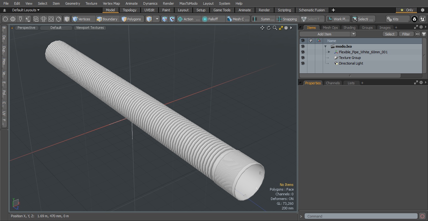 Flexible Pipe White 60cm 3D model