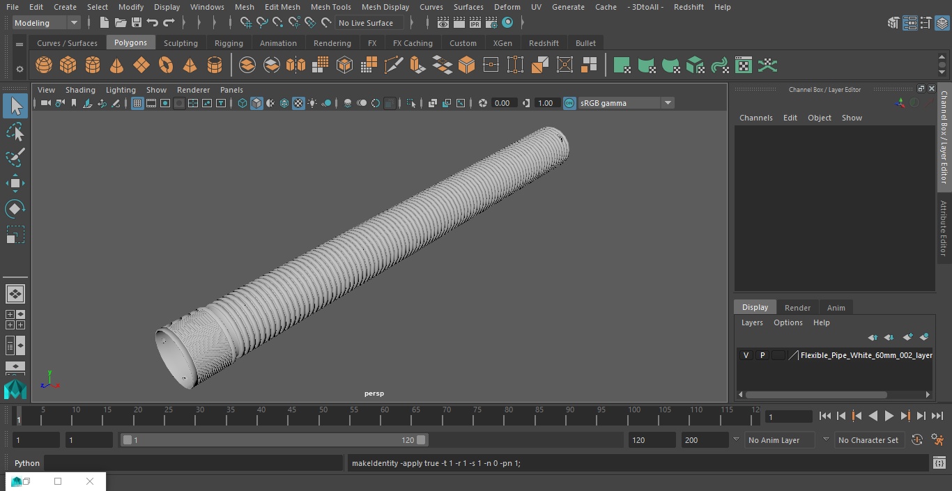 Flexible Pipe White 60cm 3D model