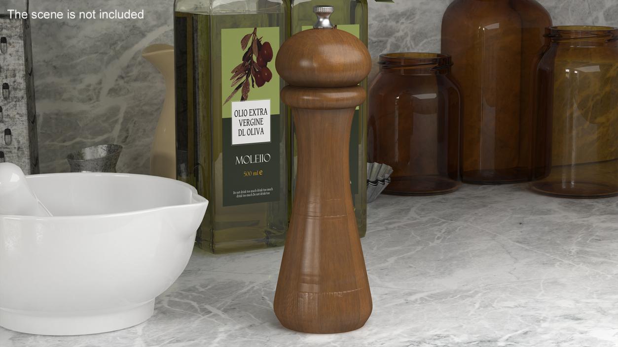 3D Wooden Pepper or Salt Mill