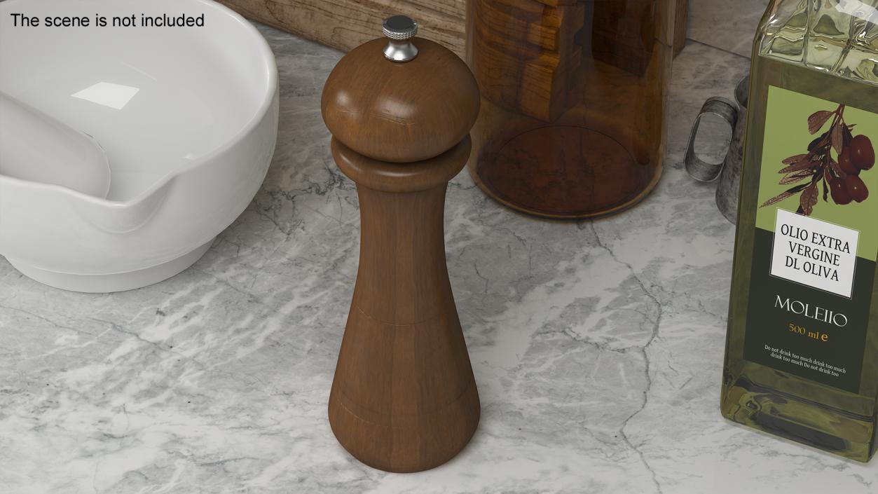 3D Wooden Pepper or Salt Mill