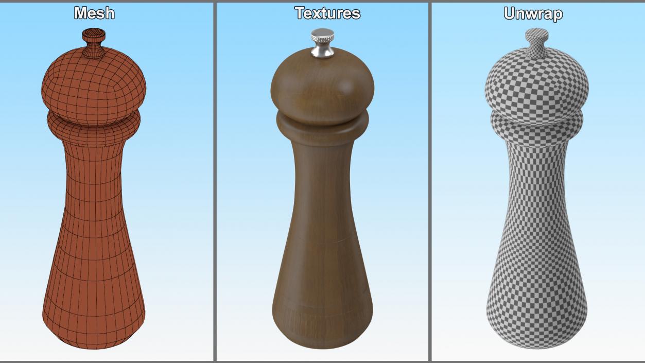 3D Wooden Pepper or Salt Mill