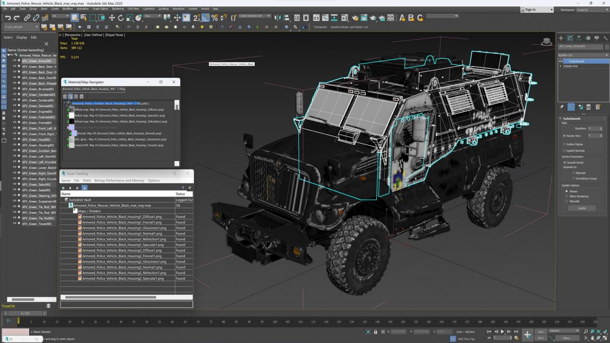 3D model Armored Police Rescue Vehicle Black