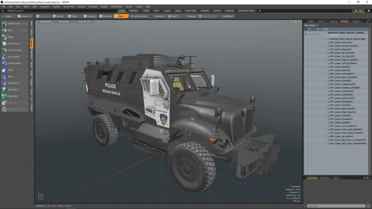 3D model Armored Police Rescue Vehicle Black