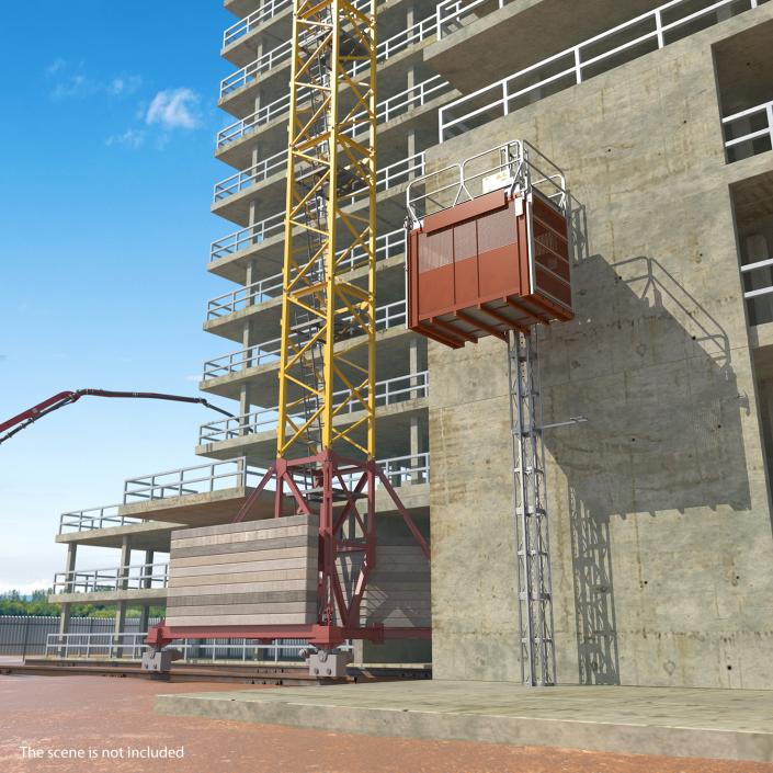 Heavy Duty Construction Passenger Hoist 3D model