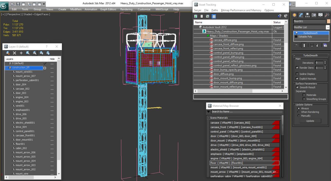 Heavy Duty Construction Passenger Hoist 3D model