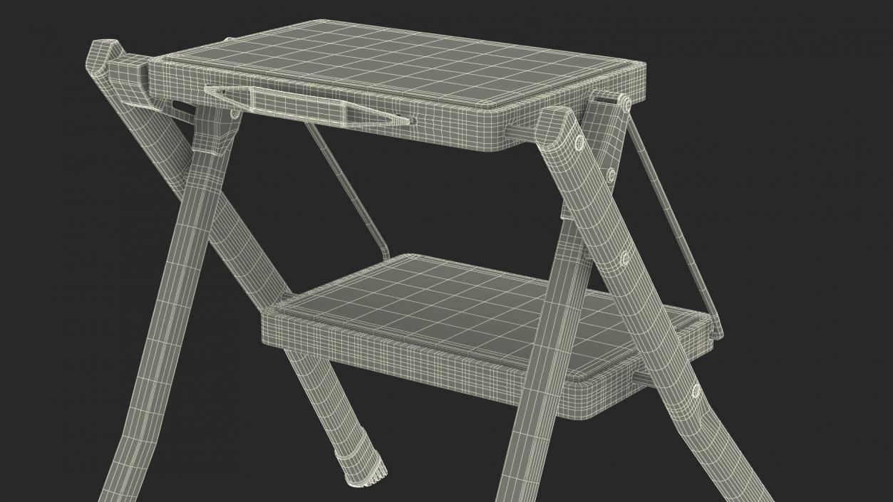 Two Steps Black Steel Stool 3D