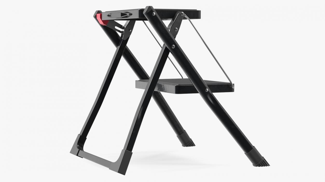 Two Steps Black Steel Stool 3D