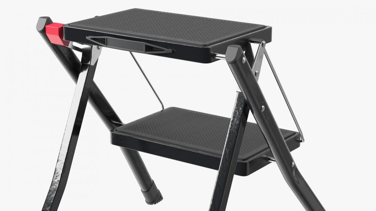 Two Steps Black Steel Stool 3D