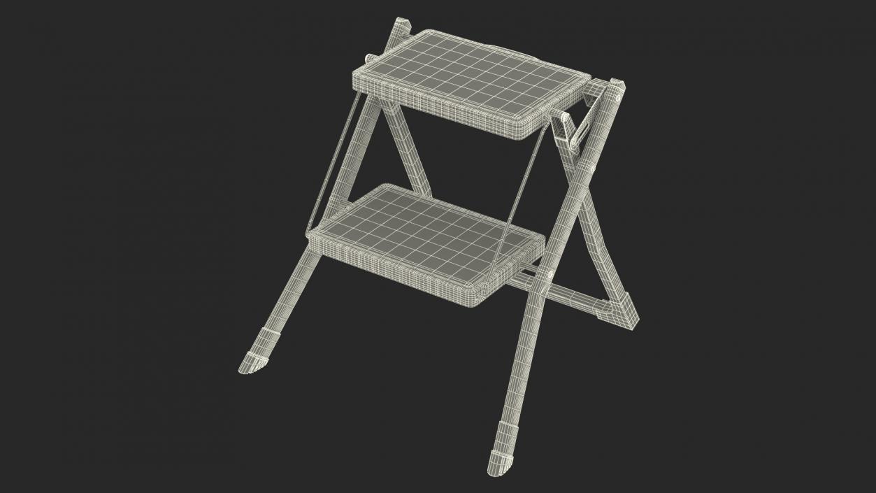 Two Steps Black Steel Stool 3D