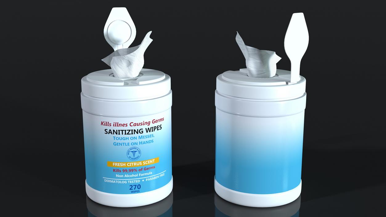 Opened Sanitizing Wipes 270 Count Canister 3D