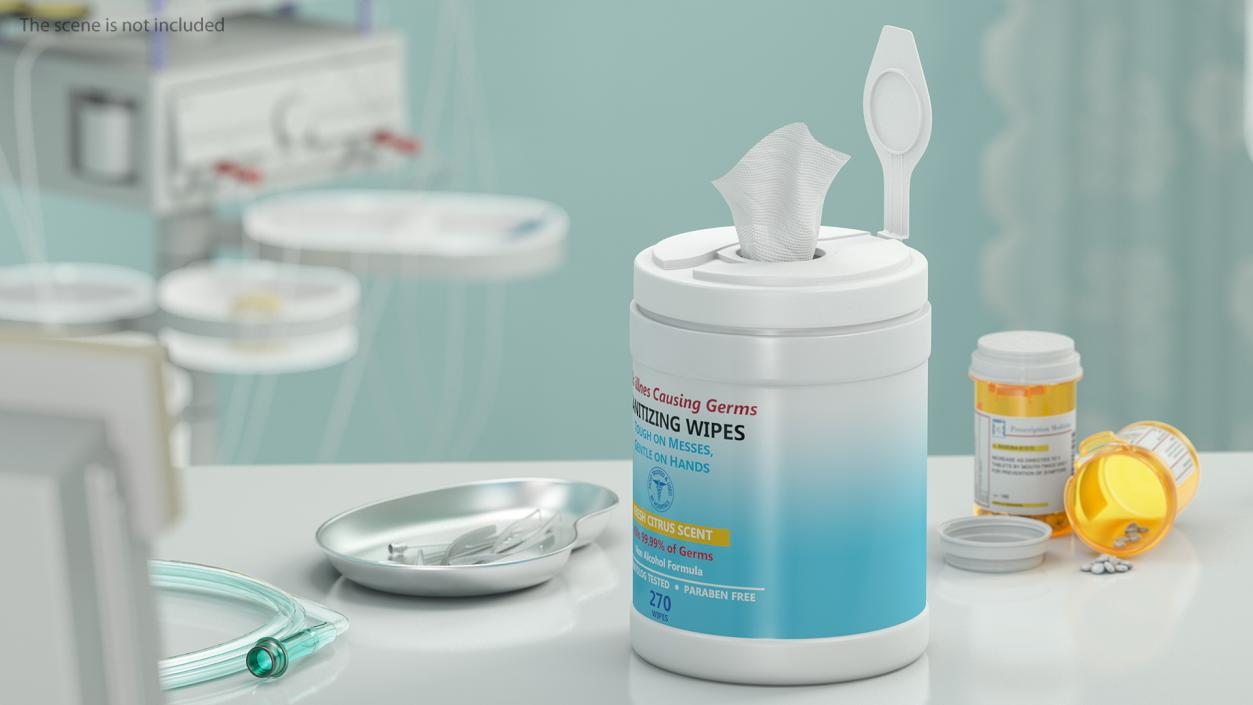 Opened Sanitizing Wipes 270 Count Canister 3D