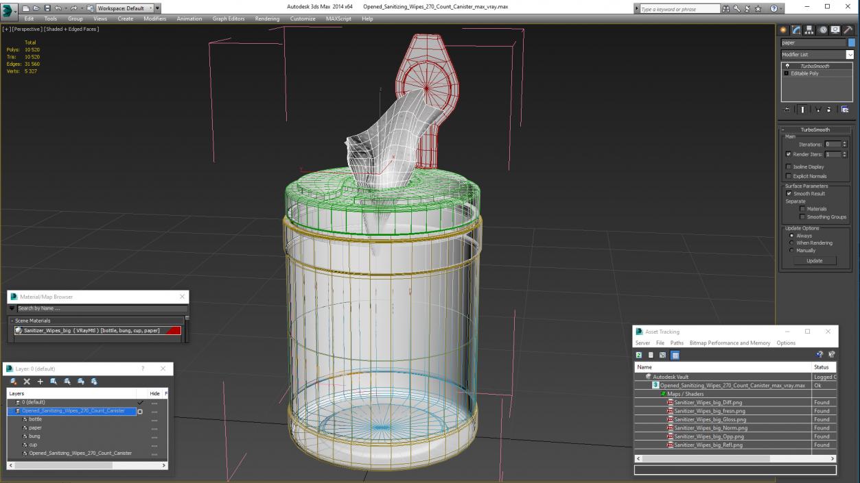 Opened Sanitizing Wipes 270 Count Canister 3D