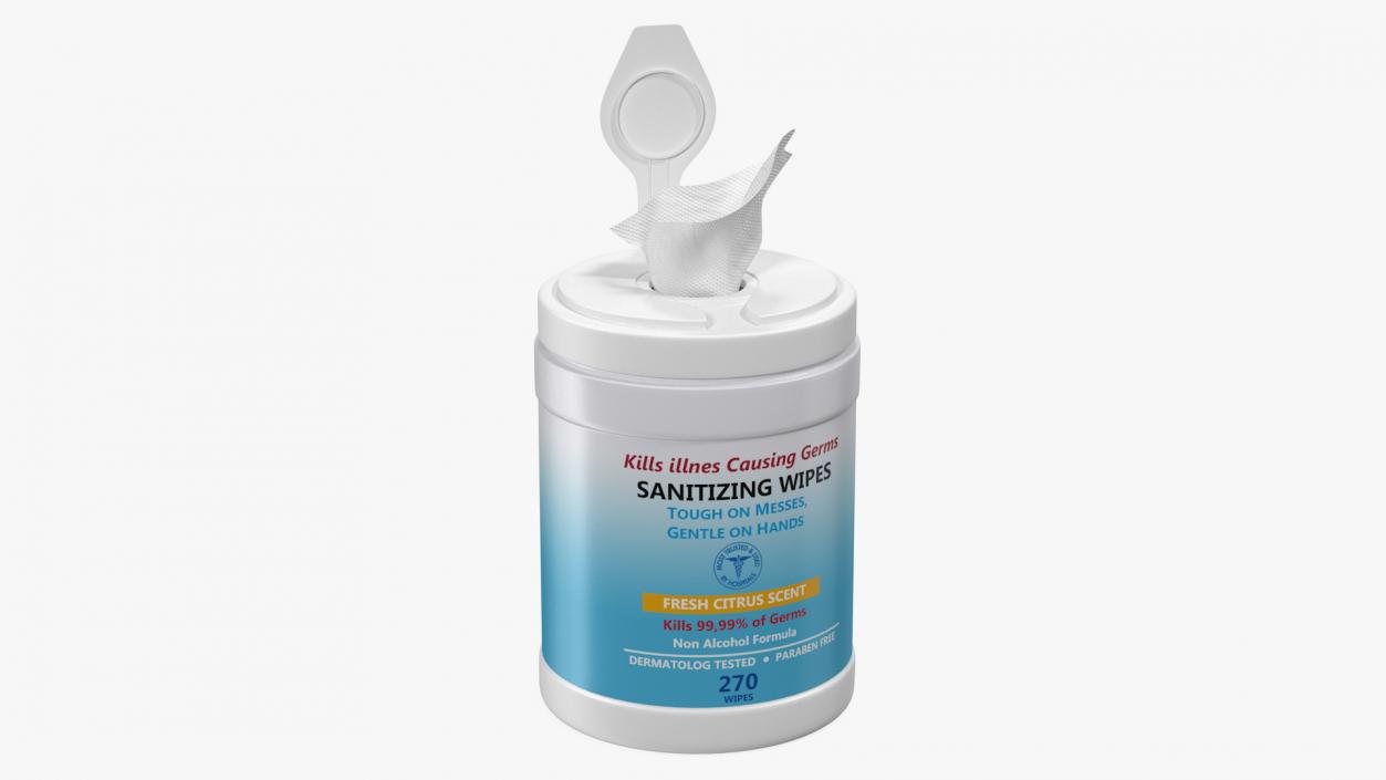 Opened Sanitizing Wipes 270 Count Canister 3D