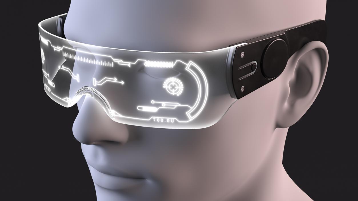 White Cyberpunk LED Glasses 3D