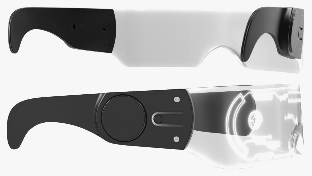 White Cyberpunk LED Glasses 3D