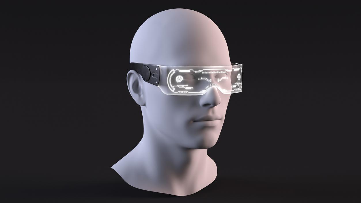 White Cyberpunk LED Glasses 3D