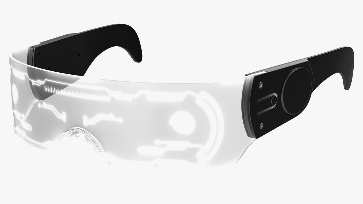 White Cyberpunk LED Glasses 3D