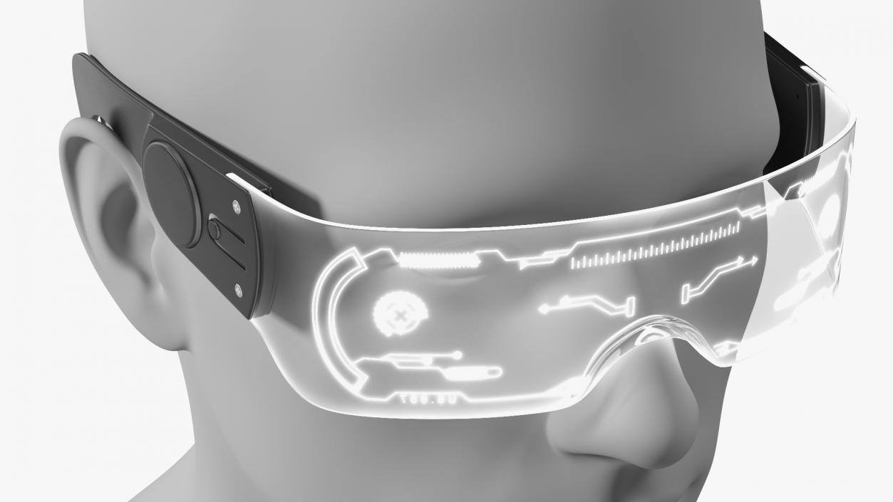 White Cyberpunk LED Glasses 3D