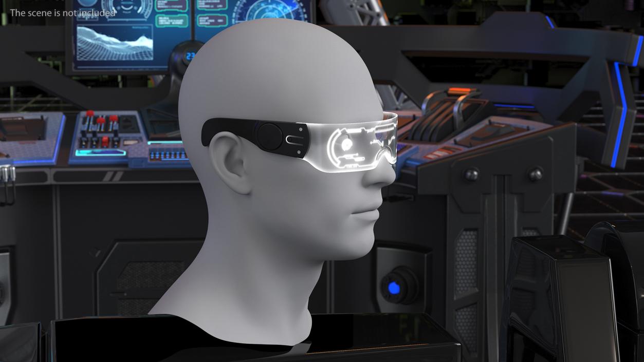 White Cyberpunk LED Glasses 3D