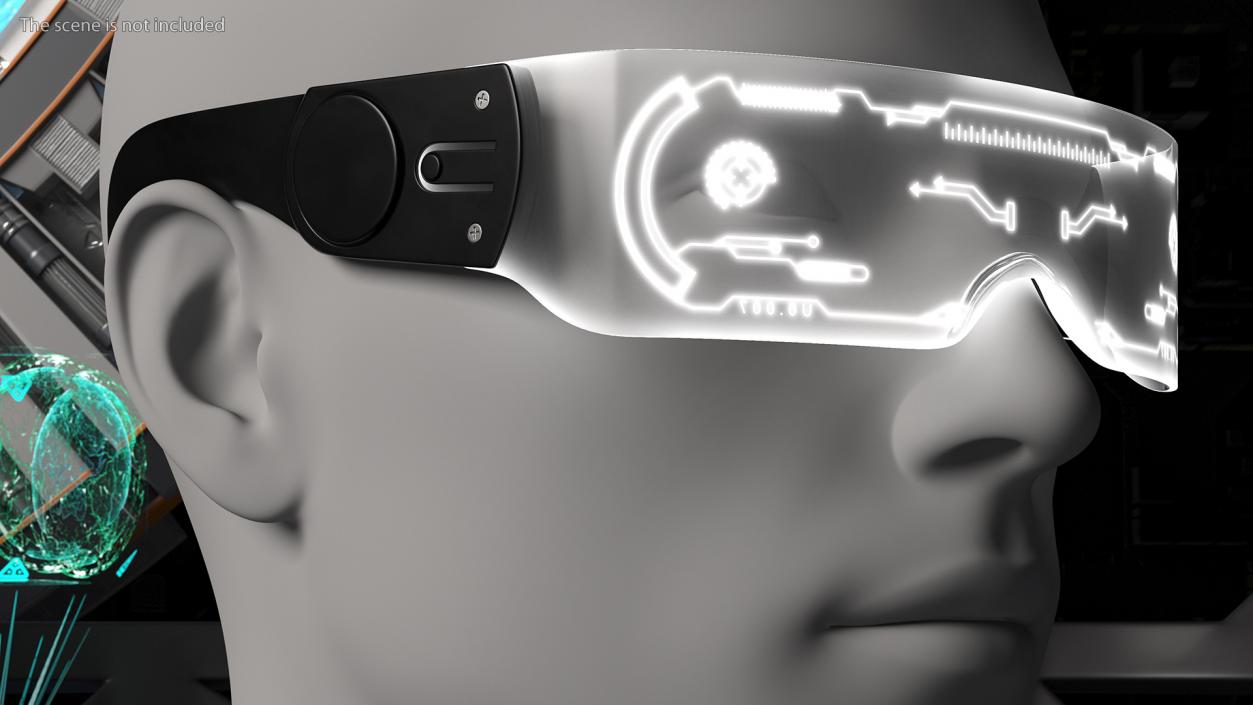 White Cyberpunk LED Glasses 3D