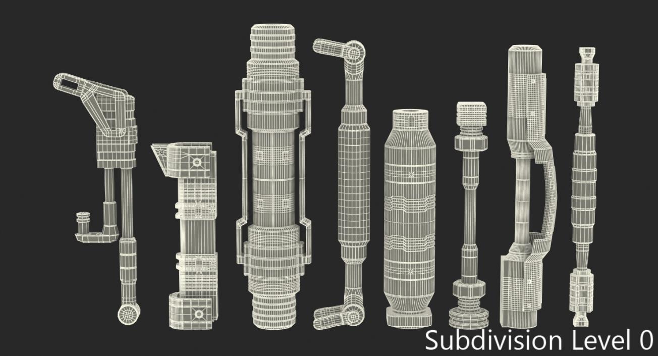 Sci-Fi Anodized Pistons Set 3D