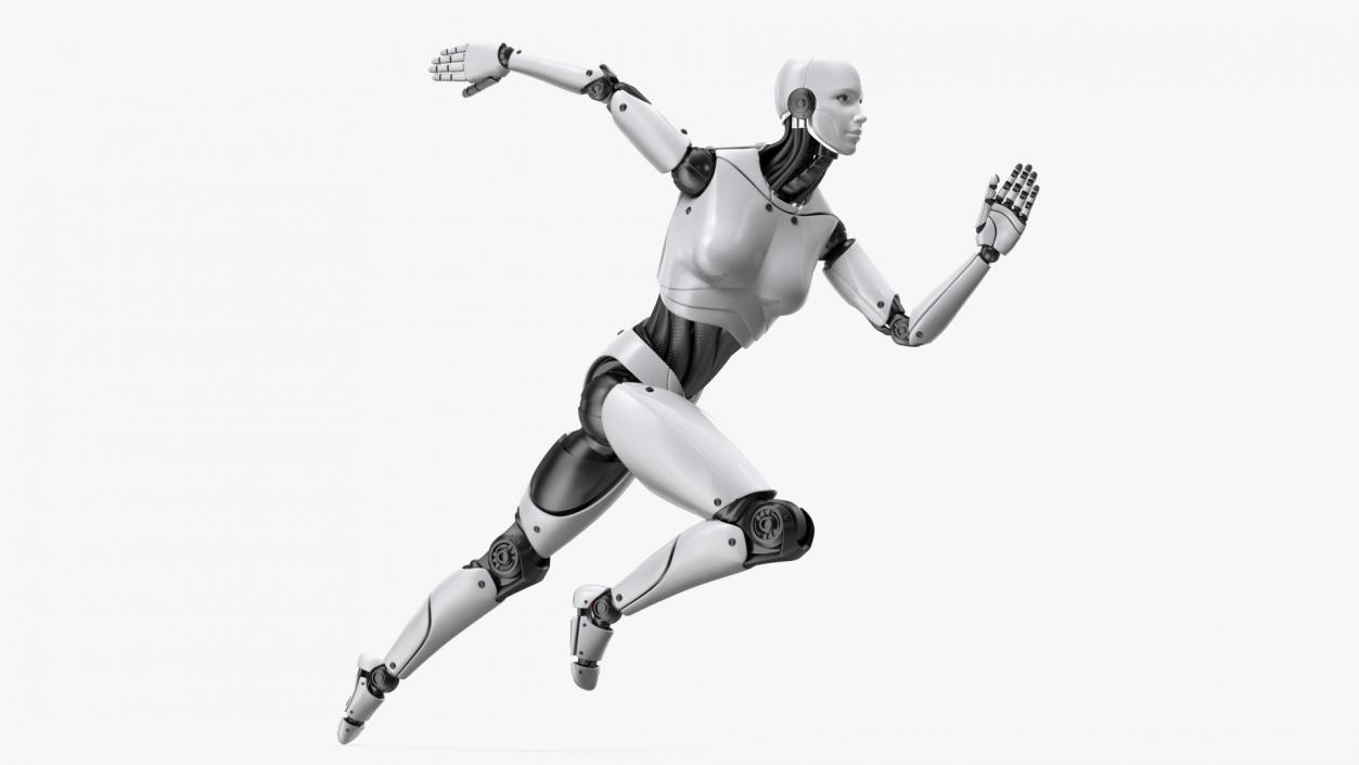 Female Cyborg Run Pose 3D