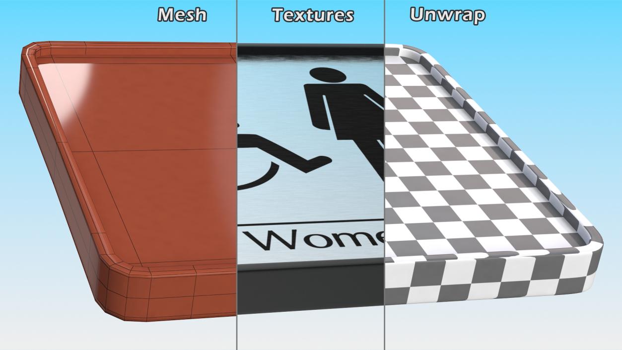 3D Female Disabled Toilet Compliance Sign model