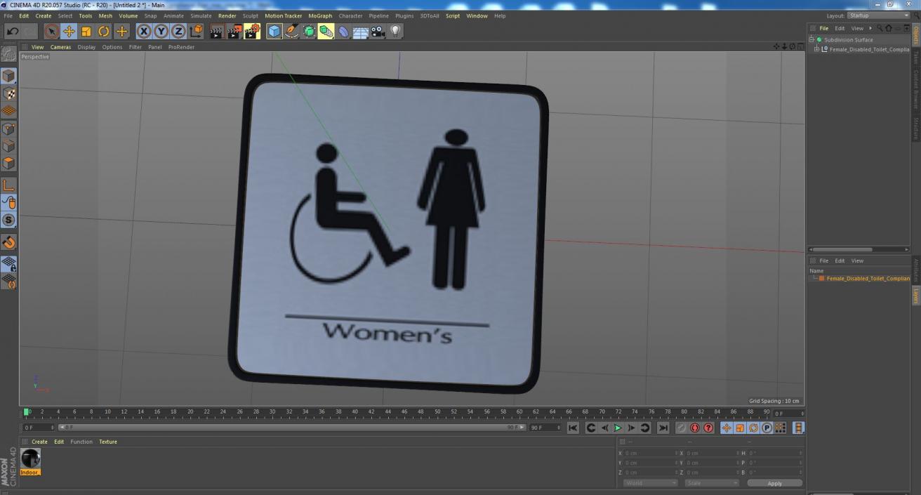 3D Female Disabled Toilet Compliance Sign model