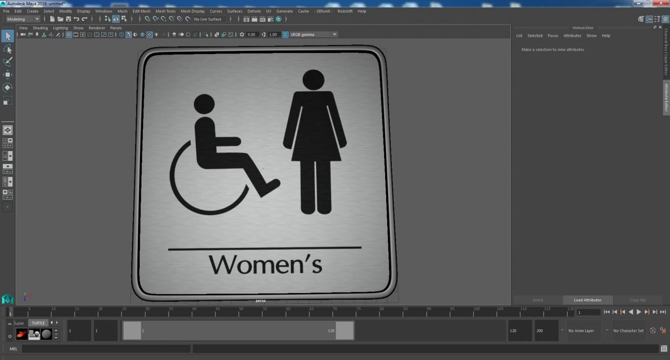 3D Female Disabled Toilet Compliance Sign model