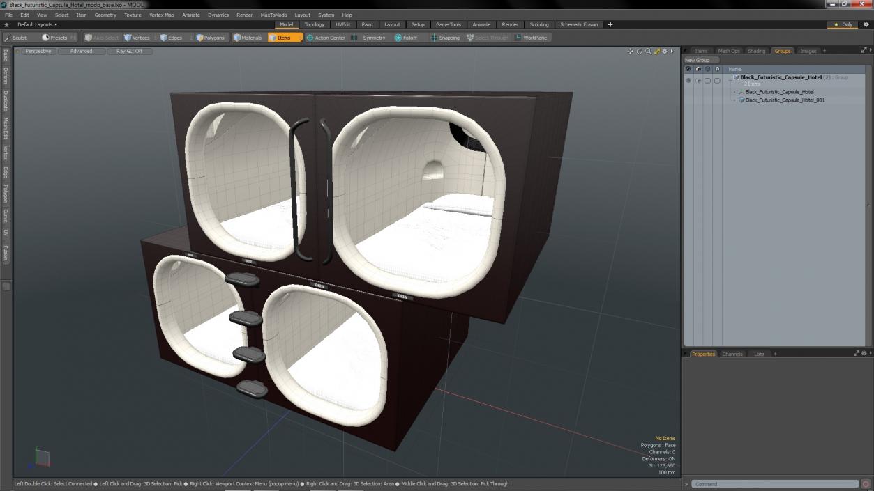 3D model Black Futuristic Capsule Hotel