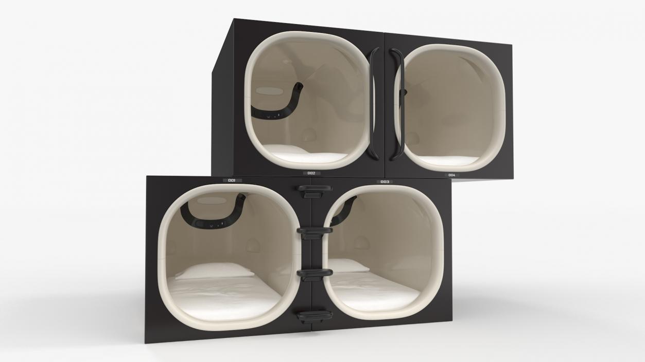 3D model Black Futuristic Capsule Hotel