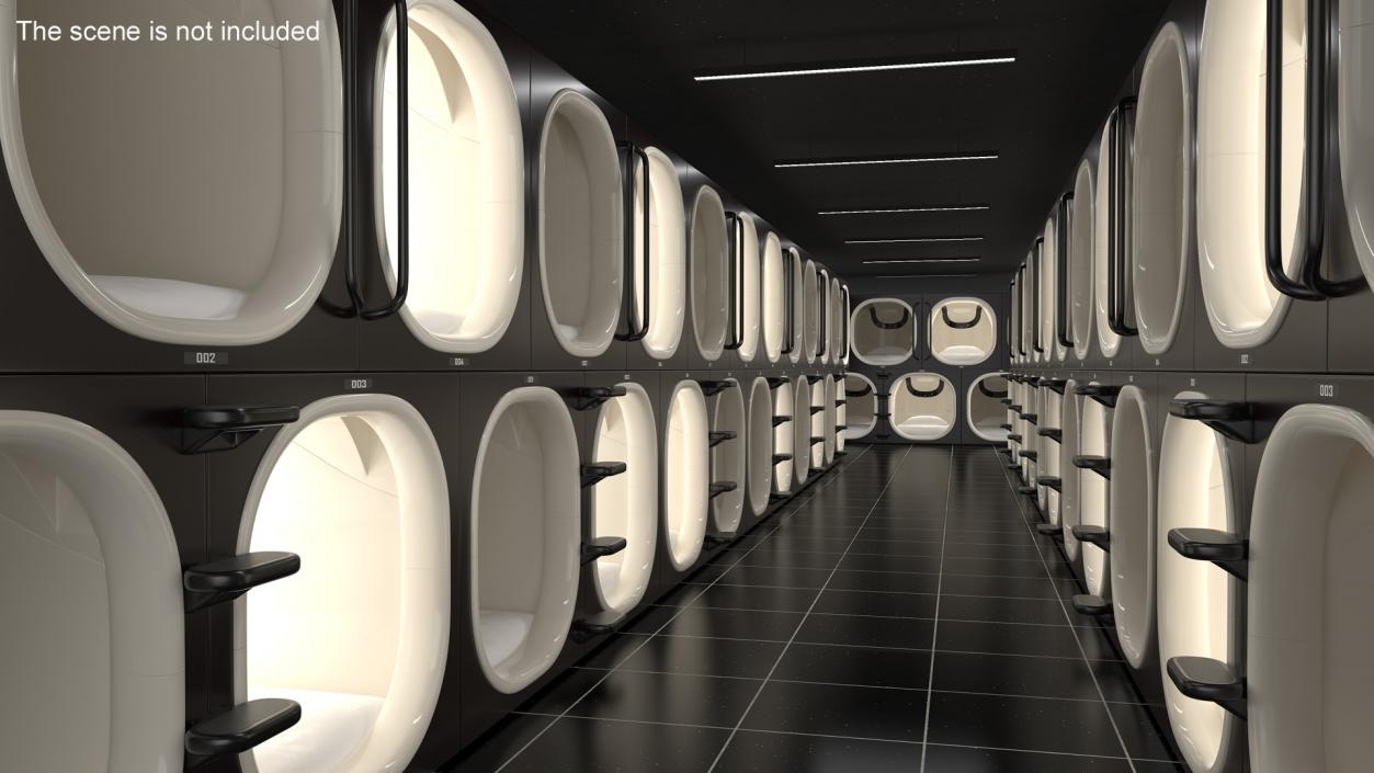 3D model Black Futuristic Capsule Hotel