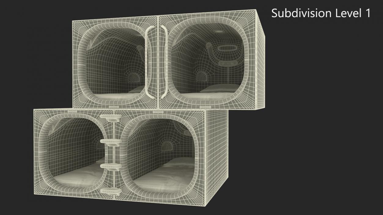 3D model Black Futuristic Capsule Hotel