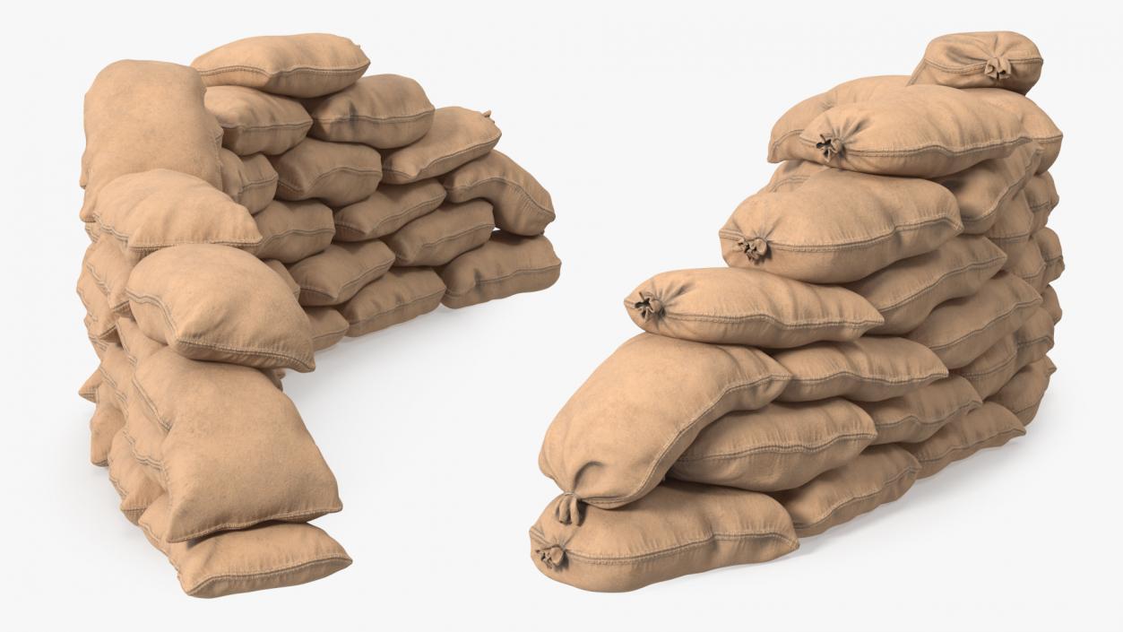 3D Semicircle Sandbag Wall model