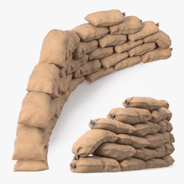 3D Semicircle Sandbag Wall model