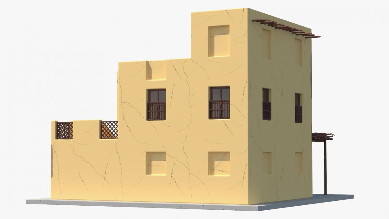 3D model Cartoon Arabian Traditional House with Canopy