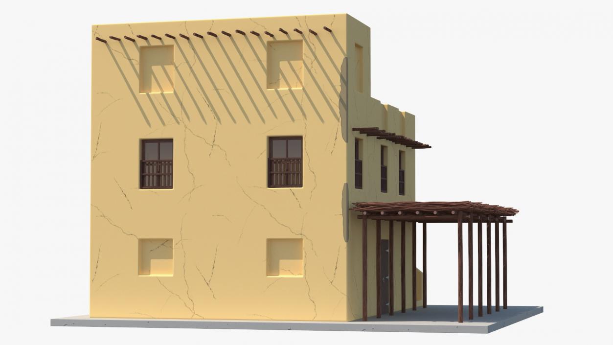 3D model Cartoon Arabian Traditional House with Canopy