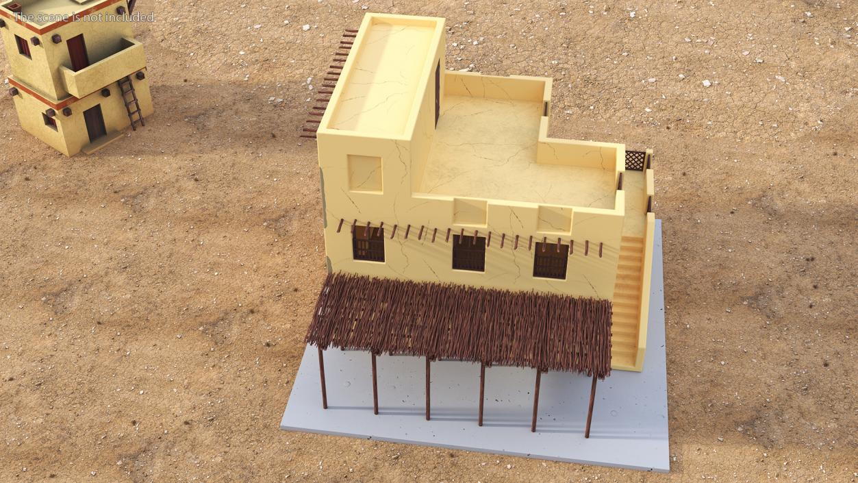 3D model Cartoon Arabian Traditional House with Canopy