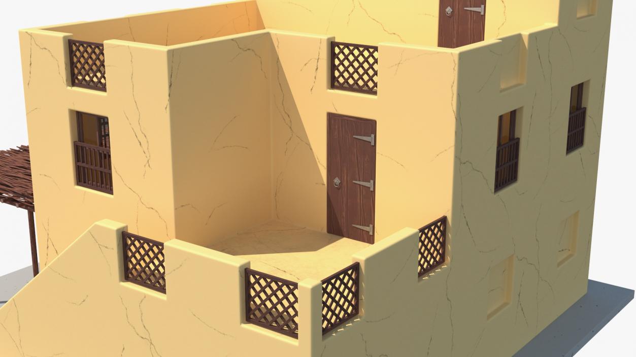 3D model Cartoon Arabian Traditional House with Canopy