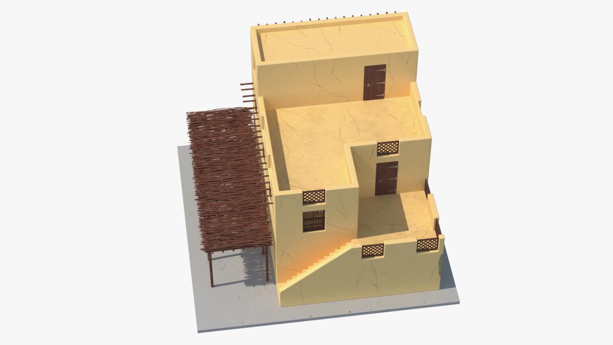 3D model Cartoon Arabian Traditional House with Canopy