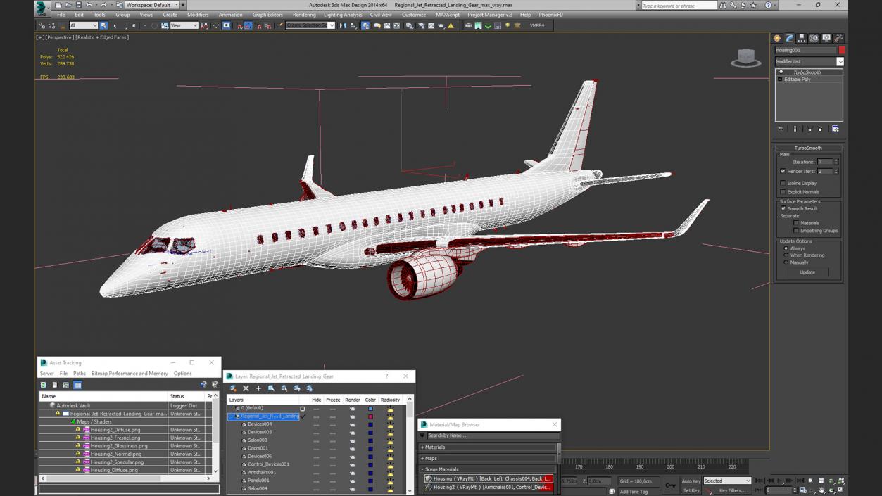 3D model Regional Jet Retracted Landing Gear