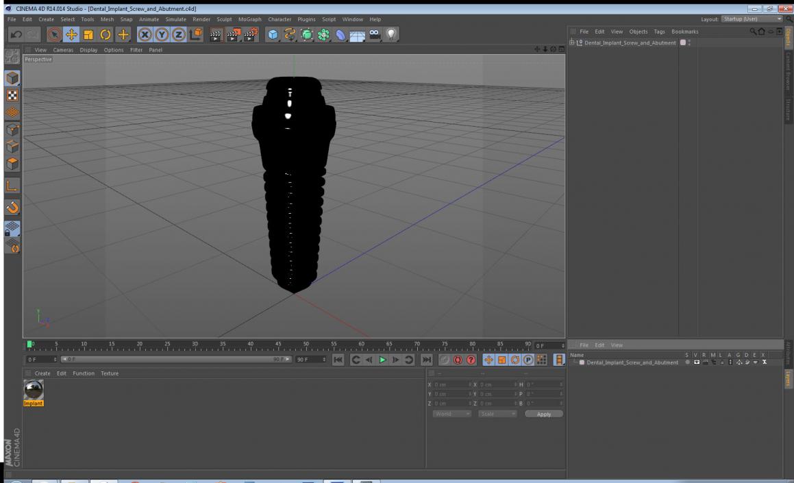 3D Dental Implant Screw and Abutment model